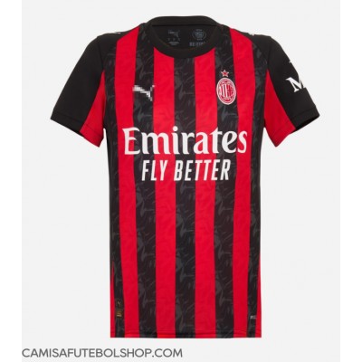 Camisa de time de futebol AC Milan Rafael Leao #10 Replicas 1º Equipamento Feminina 2025-26 Manga Curta Camisa de time de futebol AC Milan Rafael Leao #10 Replicas 1º Equipamento Feminina 2025-26 Manga Curta